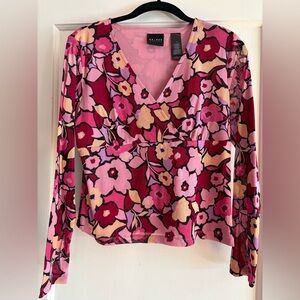 Axcess Pink and Red Floral Long Sleeve Top